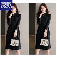 羅蒙（ROMON）專(zhuān)柜品質(zhì)毛衣秋冬針織2025羊毛新款時(shí)尚中長(cháng)款配大衣打底包臀裙 黑色 【撤柜特價(jià)活動(dòng)】 4XL (建議130-145斤）