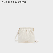 CHARLES&KEITH迷你菱格流浪包單肩斜挎雙肩包包女包生日禮物CK2-60782390 Cream奶白色 S