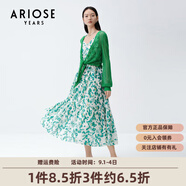 艾諾絲雅詩(shī)商場(chǎng)同款夏季新品抽褶抽繩收腰露背碎花連衣裙女20539086 米底綠花 S