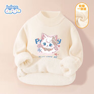 班尼路女童加絨毛衣冬季女孩洋氣半高領(lǐng)針織衫兒童冬裝保暖打底毛衫上衣