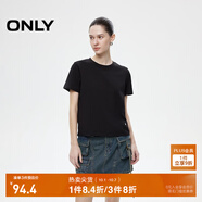ONLY2025秋季新款簡(jiǎn)約舒適基礎純色圓領(lǐng)正肩短袖T恤女|125101058 H1Z 黑色 S (160) 80A