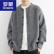 羅蒙（ROMON）大紅色毛衣針織開(kāi)衫男士秋冬季高級感2025棒球領(lǐng)本命年線(xiàn)衣外套男 中灰色 M 體重范圍100-120斤