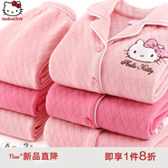 Hello Kitty女童睡衣純棉大童套裝夾棉秋冬居家加厚保暖寶寶兒童家居服 3層夾棉A粉色513084 140CM適合135-145
