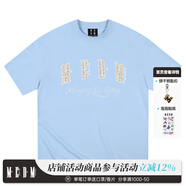 MEDM【鷺卓同款】25SS小香貼布珍珠字母短袖T恤男女美式寬松休閑上衣t 天藍 L