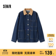 森馬（Semir）森柔牛仔|牛仔外套女中長(cháng)款燈芯絨翻領(lǐng)秋季落肩寬松103524109001