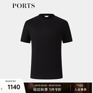 PORTS寶姿男裝2024春季新品全棉皮馬棉柔軟順滑簡約短袖T恤 黑色 L