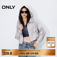 ONLY秋季機(jī)能風(fēng)寬松插肩袖抽繩連帽風(fēng)衣外套女|124336018 H0Z 淺灰扎染印花 XS (155) /76A
