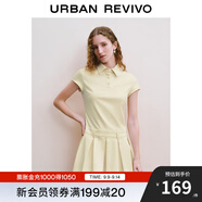 UR【寶藏裙】秋款女裝學(xué)院風(fēng)百褶廓形短袖連衣裙UYY740010 米白 XL