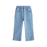 麗嬰房（Les enphants）嬰秋季女童牛仔長(cháng)褲 兒童 寬松 褲子01G3010005 深藍\藏青 130