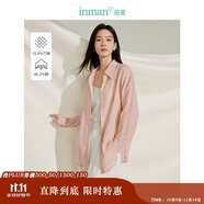 茵曼章若楠同款防曬苧麻棉女裝襯衫2025夏季新品襯衣上衣 淺粉色 XL