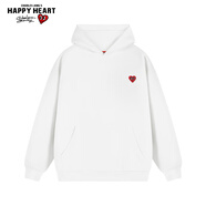 查爾斯桃心連帽衛衣男女情侶同款純色基礎百搭運動(dòng)休閑套頭上衣 白色 M