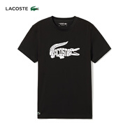 LACOSTE法國鱷魚(yú)男裝夏季時(shí)尚潮流logo印花正肩短袖T恤|TH8937 258/黑色 M 3 /170