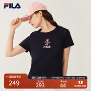 FILA 斐樂女裝官方女士短袖T恤夏季休閑運動內(nèi)搭t恤運動上衣 傳奇藍-F51W328152FNV M （165/84A/M）