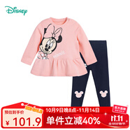 迪士尼童裝兒童衛衣套裝卡通休閑套裝 女童米妮粉色223T1432 130