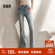 森馬[森柔牛仔]牛仔褲女辣妹顯腿長(zhǎng)喇叭褲春秋拖地褲109524124003