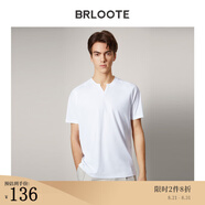 巴魯特（Brloote）短袖T恤男新疆長(cháng)絨棉舒適小V領(lǐng)簡(jiǎn)約黑白t恤衫夏季 白色 185/104A