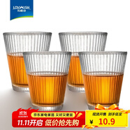 樂唯詩（NERVISHI） 玻璃杯錘紋玻璃水杯家用牛奶杯果汁杯高顏值水杯簡約茶杯飲料杯 【豎紋杯】220ML*4