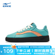 鴻星爾克（ERKE）板鞋女鞋新款小白鞋厚底白色休閑潮流運動(dòng)鞋【飛鴻】 天河碧/丹橘色 36