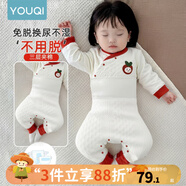 優(yōu)奇嬰兒衣服秋冬套裝寶寶保暖夾棉內(nèi)衣高腰護(hù)肚男女兒童2件套秋冬裝 秋冬【升級(jí)高腰】小蘋果 73