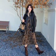 映棠pu皮衣長(cháng)袖連衣裙套裝女秋季2025新款小個(gè)子朋克風(fēng)穿搭一整套長(cháng)裙 皮衣原版 XS[85斤-95斤] 均碼