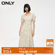 ONLY夏季氣質(zhì)復(fù)古方領(lǐng)泡泡袖中長(zhǎng)款連衣裙女|124207007 HH5 米亞紋樣沙色 XS 155/76A