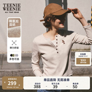 Teenie Weenie小熊秋季黑色棉質(zhì)打底衫polo領(lǐng)長(cháng)袖T恤白色外穿上衣 B-燕麥色 XS