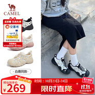 駱駝（CAMEL）丑萌登山鞋女時(shí)尚撞色戶外休閑鞋 L24S076620 米/銀/黑 37