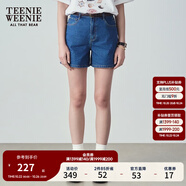 Teenie Weenie小熊女裝夏季簡約時尚牛仔短褲時尚高腰褲子女韓版 深藍色 L (170)