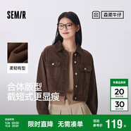森馬（Semir）森柔牛仔|牛仔外套女短款翻領(lǐng)做舊秋夾克小個(gè)子街頭103524108001