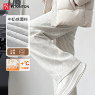 FitonTon褲子女窄版拼接直筒褲2025秋冬新款高腰顯瘦百搭闊腿衛褲休閑褲女