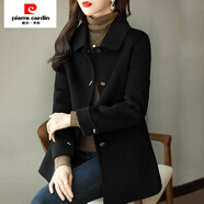 皮爾卡丹（pierre cardin）開(kāi)春風(fēng)衣外套女2025春秋新款小個(gè)子短款呢子西裝洋氣大碼毛呢大衣 黑色感/輕熟法式 M 【建議90-105斤】