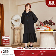 兩三事長袖連衣裙秋冬女法式復古襯衫長裙黑色內(nèi)搭裙子四目無他人 黑色-y M