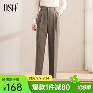 歐莎（OSA）高腰窄版OL職業(yè)垂感煙管西裝褲女通勤顯瘦直筒休閑褲子2025秋新款 咖色A XS