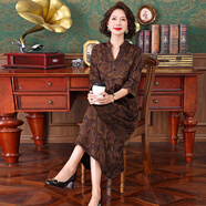 羞致（xiuzhi）2025年秋季媽媽裝真絲連衣裙女高端顯瘦杭州絲綢桑蠶絲香云紗裙子 圖片色 XL 80-115斤以內(nèi)