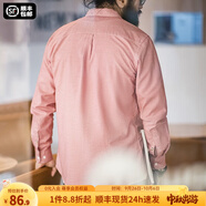 馬登工裝 美式休閑立體色織長(cháng)袖襯衫男秋季潮流小千鳥(niǎo)格純棉休閑襯衣 珊瑚紅 L