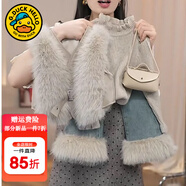 G.duck小黃鴨女童秋冬裝套裝6個(gè)月嬰兒衣服一歲女寶寶加厚馬甲三件套 卡其色2 三件套 100 尺碼2~3歲【 90-100cm】