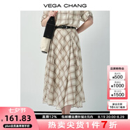VEGA CHANG襯衫連衣裙女2025新款夏氣質(zhì)度假格子設(shè)計(jì)感小個(gè)子短裙 棕格紋（半身裙） S