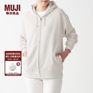 無印良品 MUJI 男女通用 緊密編織毛圈 拉鏈連帽衫 休閑外套 無性別 衛(wèi)衣 銀灰色 S -M(165/88A)