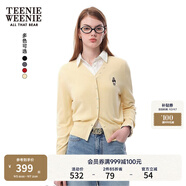 Teenie Weenie小熊女裝毛針織開衫2025秋新款優(yōu)雅法式氣質(zhì)V領(lǐng)上衣 淺黃色 M