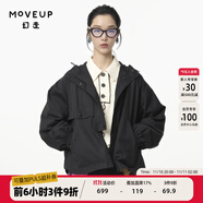 幻走（MOVEUP）2024秋季新款.FUN系列連帽口袋拉鏈設(shè)計(jì)師短款外套女 黑色 L