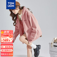 唐獅（TonLion）2025針織外套女休閑衛(wèi)衣開衫連帽上衣 無絨款霧霾粉/二批 XL