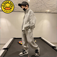 G.DUCKKIDS小黃鴨男童春秋裝套裝中大兒童春秋款運(yùn)動(dòng)服4-15歲小男孩洋氣時(shí)髦 灰色 150 cm(150cm)