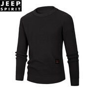 JEEP SPIRIT秋冬男士圓領(lǐng)歐美簡(jiǎn)約純色長(zhǎng)袖針織衫潮流休閑套頭毛衣帥氣打底衫 深灰色 M