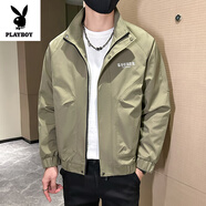 花花公子（PLAYBOY）男式夾克2025新款春秋季易搭配時(shí)尚韓風(fēng)帥氣休閑青年夾克輕薄男裝 綠色 XL