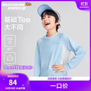 Skechers斯凱奇兒童速干衣男女童長袖T恤春秋戶外百搭透氣上衣P324K002 羊絨藍/00F5 150 cm