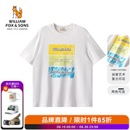 William fox&sons100%長(zhǎng)絨棉纖維32S雙股針織波普藝術(shù)復(fù)古印花寬松休閑潮流短袖T恤 白色 2XL /54