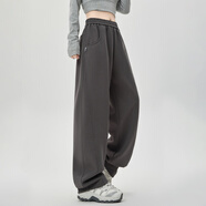 韓都衣舍闊腿褲女春秋2025款休閑衛褲直筒高腰運動(dòng)香蕉褲垂感窄版寬松褲子