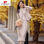 皮爾卡丹（pierre cardin）法式小香風(fēng)時(shí)尚款套裝女2025秋冬新款甜美氣質(zhì)千金風(fēng)半身裙兩件套 杏粉色 【兩件套】 S 【建議80-100斤】