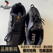 西域駱駝（VANCAMEL）頭層真牛皮休閑運(yùn)動(dòng)鞋透氣軟皮百搭軟底軟面輕便韓版潮流男女情侶 頭層黑色棉鞋女士拍小一碼/官方 38