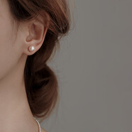 老廟正圓天然淡水珍珠耳釘女999純銀氣質(zhì)輕奢感耳環(huán)女生珍珠耳飾女友 經(jīng)典女神 8-8.5mm正圓強光 配證書(shū)